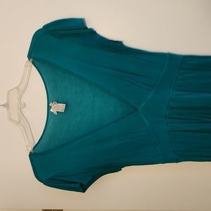 M, teal, forever 21, low cut vneck dress